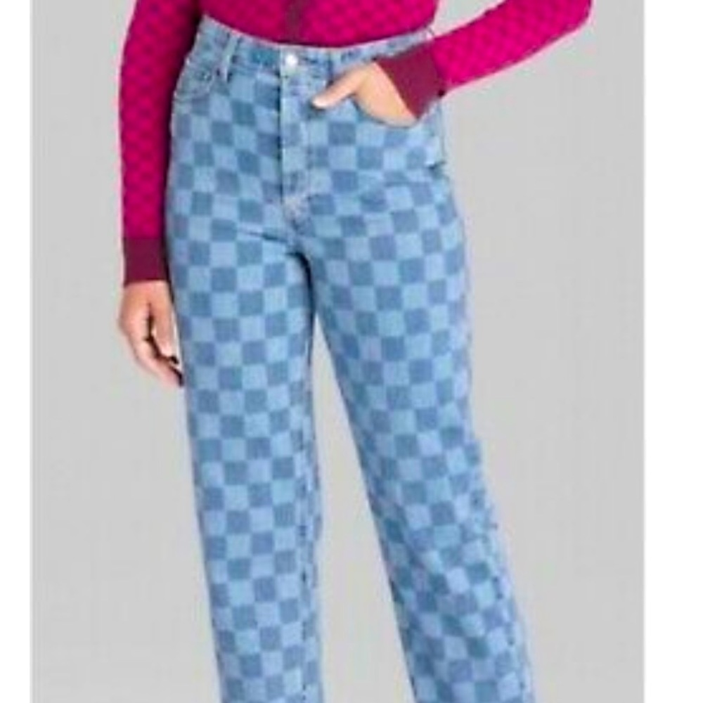 NWT Wild Fable Checkered Straight Leg Jeans